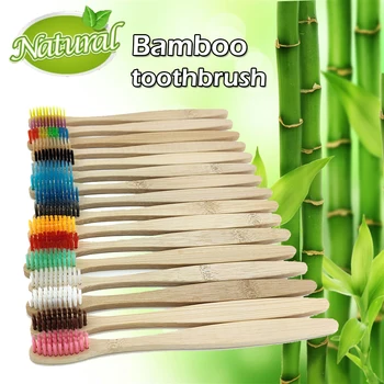 10VNT Spalvinga Natūralaus Bambuko dantų šepetėlį Nustatykite Soft Bristle Anglis Dantų Balinimo Bambuko dantų šepetėliai Minkštas Dantų Burnos Priežiūros