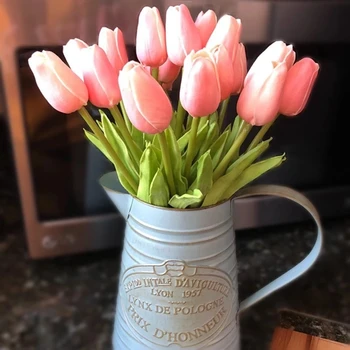 10VNT Tulpių Dirbtinių Gėlių Nekilnojamojo Touch Dirbtinių Puokščių Netikrą Gėlių, Vestuvių Dekoravimas Gėlėmis Namų Dekoro Garen