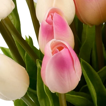 10vnt Tulpių Dirbtinės Gėlės Baltos PU Nekilnojamojo Touch Namų Puošybai Netikrą Tulpės Latekso Gėlių Puokštė Vestuvių Sodo Dekoro
