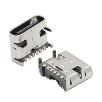 10VNT USB 3.1 Lizdo Jungtis Kit C Tipo 6 Pin Moterų SMT Dėl PCB Dizainas 