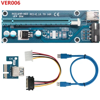 10vnt VER006S 006 PCI-E Riser Card 60CM USB 3.0 Kabelį, PCI Express 1X iki 16X Extender PCIe Adapteris, skirtas GPU Miner Kasyba