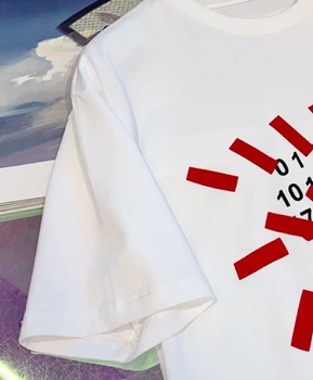 110899 Mados Klasikinis Raudona Skaičius Juostelės Raštą Spausdinimo Vasarą Naujų Moterų, Prabangos Atsitiktinis Prarasti Apvalios Kaklo trumpomis Rankovėmis T-shirt M6