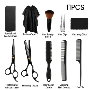 11Pcs, plaukų kirpimo Žirklės Rinkinys Plaukų Pjovimo Set Professional Žirklės Kirpykla Žirklės Įrankis Salonas Priedai tijeras peluqueria