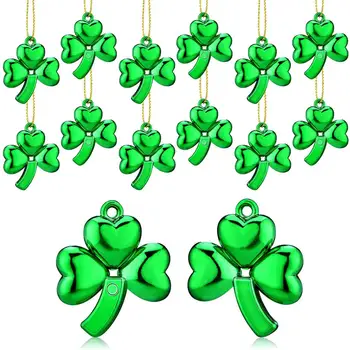 12 Vienetų St. Patrick ' s Day Shamrocks Ornamentu Žalia Shamrock Formos Kabinti Niekučius Pasisekė Dobilų Pakabukas Papuošalai