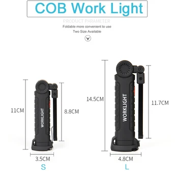 12500LM Nešiojamų Darbą Šviesos Itin Šviesus COB LED Žibintuvėlis Magnetinio 5 režimai USB Įkraunamas žibintuvėlis lempos vandeniui Kempingas Automobilis