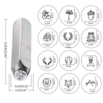 12pcs metalinis antspaudas nustatyti logotipas užsakymą punch jewerly štampavimo drožyba odos įrankių rinkinys Gyvūnų, augalų 