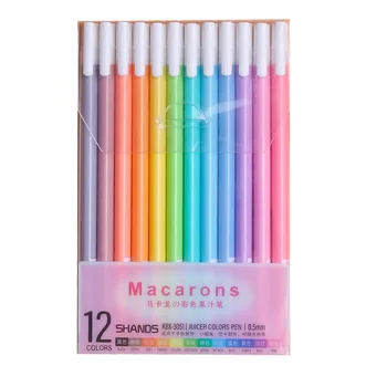 12pcs Multi-Color Gel Pen Nustatyti 0,5 mm Ballpoint Diamond Patarimai Macarons Rašikliai Rašyti Piešimo Dienoraštis 
