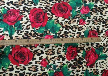 150*100CM2020new pieno šilko kavos spalva leopard print plus raudona rožė gėlių spausdinti audinio lotynų šokių sijonas maudymosi kostiumėlį bikini audinys