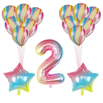 15vnt/daug 30inch Gradientas Skaičius balionai Vaivorykštė Latekso Balionas kūdikių dušas Laimingas gimtadienio Dekoracija vaikų Žaislai Ballon