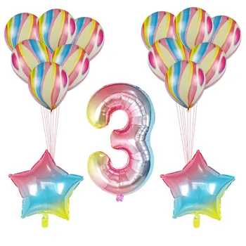 15vnt/daug 30inch Gradientas Skaičius balionai Vaivorykštė Latekso Balionas kūdikių dušas Laimingas gimtadienio Dekoracija vaikų Žaislai Ballon