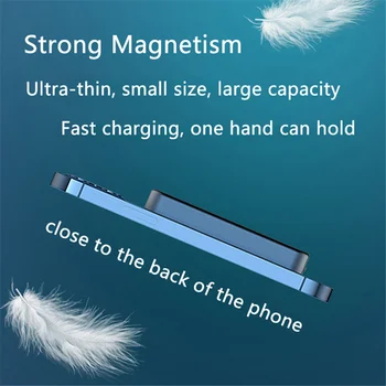 15W Magnetinio Belaidžio Įkrovimo Galia Banko Magsafe iphone 12 12Pro 12proMax 12Mini Išorės Pagalbinės Baterijos Magnetas Įkroviklis