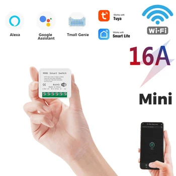 16A MINI Wifi Smart Switch Laikmatis Belaidžio Jungikliai Protingo Namo Automatizavimo Suderinama su Tuya Alexa 