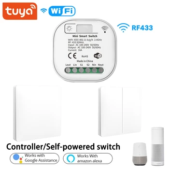 16A Tuya Wifi FR 433MHZ Smart Switch 1/2 Būdas Kontroliuoti, Nr. Baterija, 