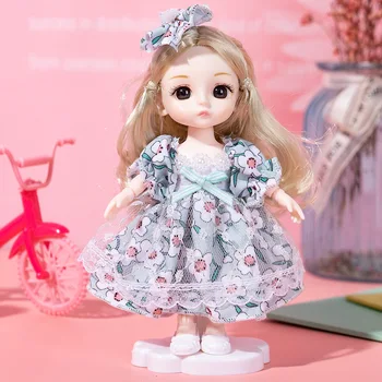 16cm BJD Doll 1/12 Mini Mielas Princesė Lėlės 13 Sąnarių Kilnojamojo Suknelė Suknelė Tiktų 3D Akis Žaisti Namas Mergina Žaislas 