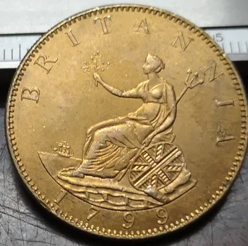 1799 m. Jungtinės Karalystės Pusė Cento - George III Vario Monetos 30MM