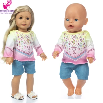 17inch Baby Doll marškinėliai, džinsai trumpas kelnes 18 colių amerikos og mergina lėlės drabužiai, žaislai, nešioja dovana