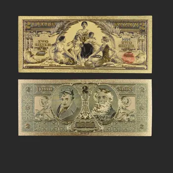 1896 Antikvariniai Aukso Padengtą Suvenyrų 3PCS Monetos, Banknotai, Apdailos Senoviniais 1 2 5 Dolerio Dovanos 24K Auksu