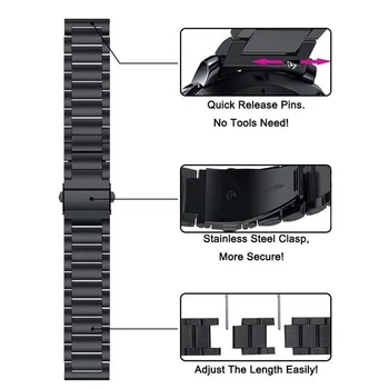 18mm 20mm Nerūdijančio Plieno Dirželis Nokia PLIENO HR 36MM 40MM HR Sporto Smart Žiūrėti Pakeitimo Greito Atleidimo Watchband Apyrankė