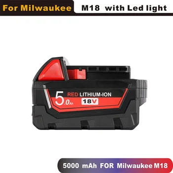 18V 5Ah 5000mAh Li-ion Įrankio Baterija Milwaukee M18 48-11-1815 48-11-1850 2646-20 2642-21CT Repalcement Įkraunamas Baterijas