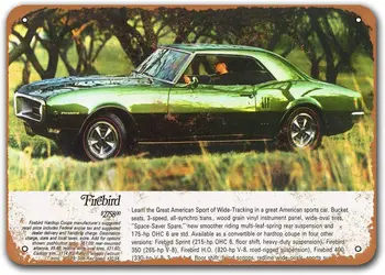 1968 m. Pontiac Firebird 400 Senovinių Automobilių Alavo Ženklai, Sisoso Metalo Plokštelės Plakatas Vyras Urvas Garažas Retro Sienų Dekoras 12x8 colių
