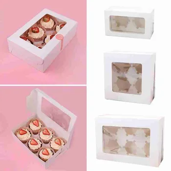 1box Kraft Popieriaus Cupcake Pakavimo Dėžutė Su langeliu Kartono Blynai Gimtadienio Dovana, Saldainiai Vestuvių Slapukus, Cake Box Z5W7