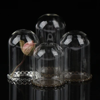 1Pc 1:12 Miniatiūriniai Lėlių Puošimas, Gėlių Ekrano Stiklo Ekranas Bell Jar-Bazė Lėlių Apdailos Reikmenys