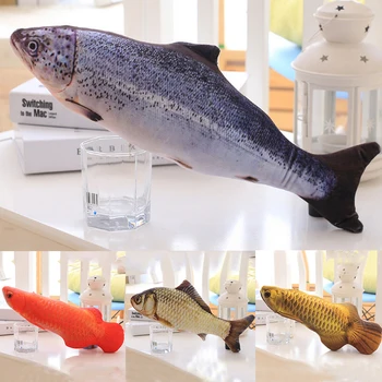 1PC Minkštas Pliušinis 3D Žuvies Formos, Kačių Žaislas Interaktyvių Dovanos Žuvų Katžolių Žaislai Įdaryti Pagalvės, Lėlės, Imitavimo Žvejoti, Žaisti Žaislas Augintiniui