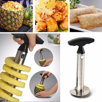 1PC Nerūdijančio Plieno Lengva Naudoti Ananasų Skustukas Priedai Ananasų Pjaustyklės Vaisių Cutter Corer Slicer Virtuvės Įrankiai