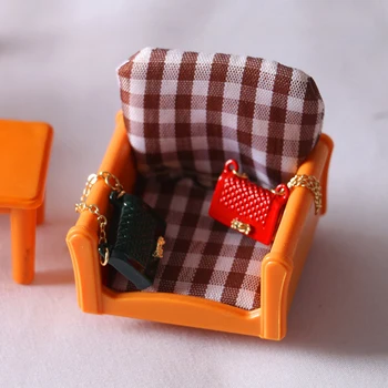 1pcs Lėlių Mada Miniatiūriniai Grandinės Kuprinė Mini Metalinis Krepšys Priedai Doll House Dekoro 