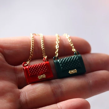1pcs Lėlių Mada Miniatiūriniai Grandinės Kuprinė Mini Metalinis Krepšys Priedai Doll House Dekoro 