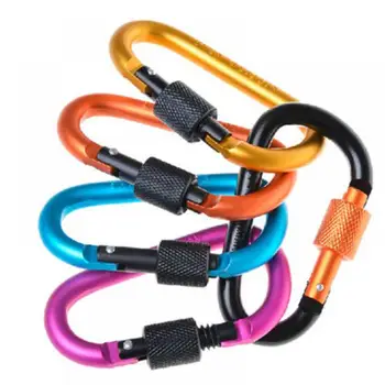 1pcs mini Aliuminio Lydinio Karabinai D-Žiedas Key Chain Įrašą Multi-color Kempingas paketų prižiūrėtojų raktinę Snap Kablys Lauko Travel Kit Atsitiktine Spalva