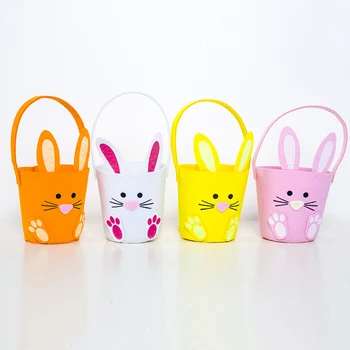 1pcs Naujas Mielas Easter Bunny Krepšelį Kibirai Kiaušinių Saldainių Krepšiai su Velykomis Šalis Dekoro Vaikams Nešti Maišą