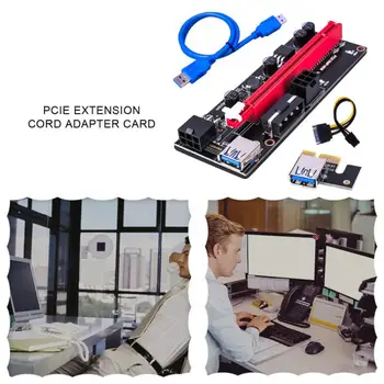 1pcs Naujausias VER009 USB 3.0 PCI-E Riser VER 009S Express 1X 4x 8x 16x Extender pcie Riser Kortelės Adapteris SATA 15pin 6 pin Maitinimo