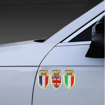 1pcs Royal Automobilių Lipdukas Auto Motociklus Italijos, Anglijos, vokietijos Prancūzija, Rusija, Japonija JAV Vėliava Logotipas, Emblema, Grotelės Ženklelio Lipdukai