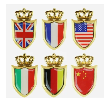 1pcs Royal Automobilių Lipdukas Auto Motociklus Italijos, Anglijos, vokietijos Prancūzija, Rusija, Japonija JAV Vėliava Logotipas, Emblema, Grotelės Ženklelio Lipdukai