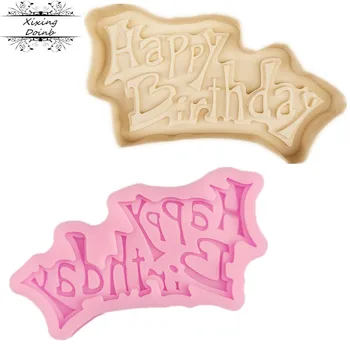 1Pcs su gimtadieniu Sugarcraft Silikono Formos Rašte forma Šokoladas Minkštas Tortas Dekoravimo Priemonės desertas dekoratorių