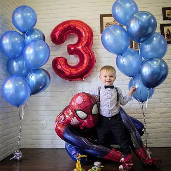 1Set 3D Didelis Spiderman Super Herojus Folija Balionai Skaičius Keršytojas Gimtadienio Dekoracijos Vaikams Geležinis Žmogus vaikiškas Žaislas Dovanos