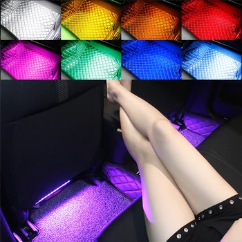 1Set RGB Automobilių Patalpų Apšvietimas Belaidžio Nuotolinio Valdymo pulto LED Spalvinga Muzikos Ritmą Lempos Aplinkos lempos Dekoras