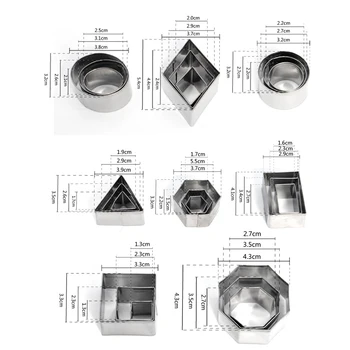 2-4cm 24pcs/daug Nerūdijančio Plieno Geometrijos Round Square Molio Cutter Dizaineris 