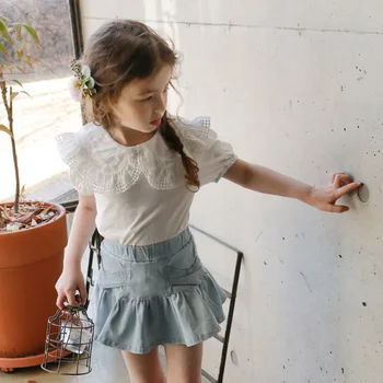 2-9T Džinsinio audinio Sijonas Mergaitėms Bamblys Vaikas Kūdikių Drabužiai Aukštos juosmens Vasaros Raukiniai Mini Sijonas Elegantiškas, Mielas, Saldus Streetwear