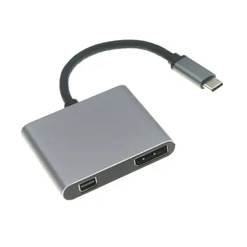 2 In 1 USB ŠAKOTUVĄ, C Tipo, Kad DP-MINI DP 2k 4K/HDMI suderinamus VGA Prijungimo Stotis Adapteris Nešiojamas KOMPIUTERIS MacBook Telefono
