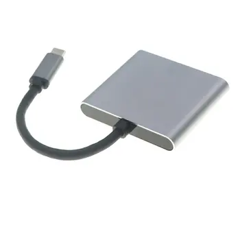 2 In 1 USB ŠAKOTUVĄ, C Tipo, Kad DP-MINI DP 2k 4K/HDMI suderinamus VGA Prijungimo Stotis Adapteris Nešiojamas KOMPIUTERIS MacBook Telefono
