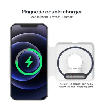 2 In 1 Wirless Įkroviklis 15W Belaidis Magnetinis Įkroviklis iPhone 12 Mini Pro Max Airpods Smart žiūrėti Greito Įkrovimo Galia