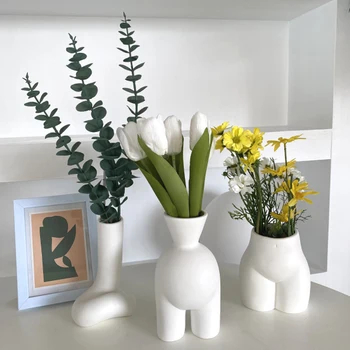 2 Tipo Žmogaus Vaza Keramika Gėlių Vaza Kūrybinės Amatų Ornamentu Darbalaukio Stalo Balta Vaza