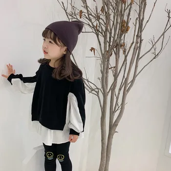 2 To12 Metų Vaikams Mergaitėms Dviejų Spalvų Kratinys Marškinėliai Korėjos Stiliaus Vaikams Iki 2021 M. Pavasarį Prarasti Atsitiktinis Viršūnes Mados Drabužių, #9430