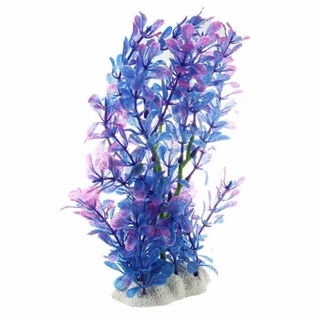 2 Vnt Dirbtinės Plastikinės Vandens Augalų Violetinė-Mėlyna Deco Akvariumo,20 Cm Ir 19 Cm