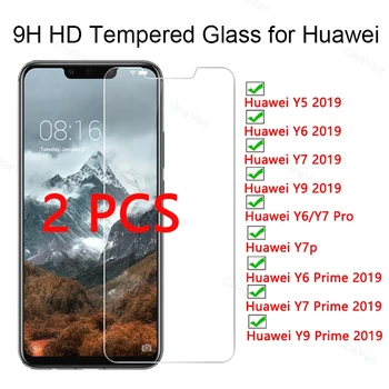 2 Vnt Telefono Priekinis Stiklas Huawei Y6 Y7 Y9 Premjero 2019 Y7p Sunku HD Telefono Apsauginis Stiklas Huawei Y9 Y7 Y6 Pro Y5 2019