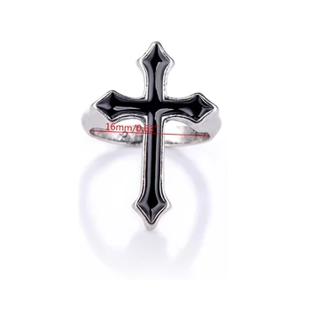 2 Vnt Vintage Black Didelis Kryžius Atidaryti Žiedas Madinga Gotikos Metalo Spalvos Piršto Žiedą, Vyrams, Moterims, Šaliai, Papuošalai, Dovanos AXYD