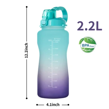 2000ML didelės talpos vandens butelį tritan medžiagos šoktelėti dangtelio šiaudelis lauko sporto, Sveikatingumo vandens butelis BPA Free