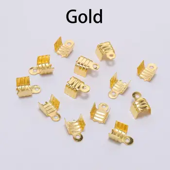 200Pcs/Daug Aukso Metalo Dangteliai Pabaigos Trijų laidų Sąsagos Odos Laido Fiksavimo Granulių Jungtys 